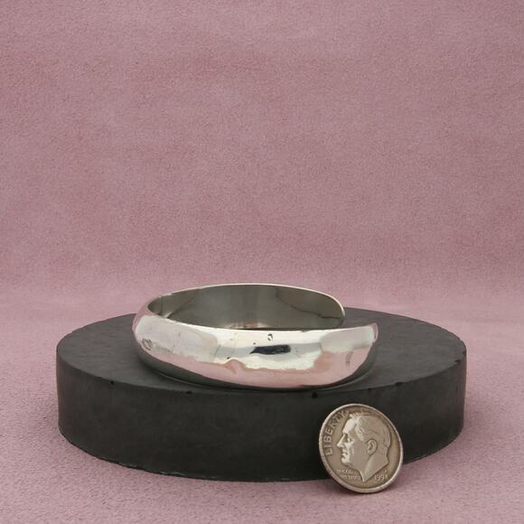 sterling silver vintage smooth cuff bracelet size 6.5in - Picture 2 of 3